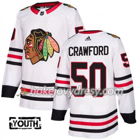 Dětské Hokejový Dres Chicago Blackhawks Corey Crawford 50 Bílá 2017-2018 Adidas Authentic